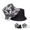 Explosiones de comercio electrónico transfronterizo sombrero de pescador de lona para hombres y mujeres moda estampada palmera de coco sombrero de cubo reversible sombrero para el sol de viaje al aire libre