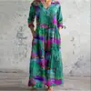 2026 Nuevo Estilo Europeo y Americano de Comercio Exterior Transfronterizo Vestido Casual de Verano Holgado con Cuello en V y Mangas Largas Impreso en 3D para Mujer