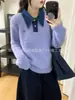 Nuevo Punto de Imitación de Visón Japonés y Coreano con Mangas de Mezclilla Empalmadas Cuello Polo Falso de Dos Piezas Ropa de Punto para Mujer Otoño e Invierno Punto Holgado Mangas Largas