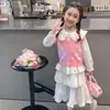 [colete colete] colete de menina suéter de tricô infantil primavera e outono colete de bebê estilo estrangeiro para meninas lã forrada com fleece