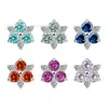 Joyería para Piercing de Guangdong F136 Aleación de Titanio Chapado en Platino Flor de Seis Pétalos Zirconia Clavo para Hélice de Oreja Joyería para Piercing de Grado de Implante