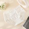 Estilo nacional elegante ~ roupa íntima de renda de malha sexy cintura média antibacteriana algodão oco virilha calcinhas puras românticas