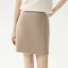 Nuevo vestido de punto de cachemira para otoño, falda corta de corte A, tejido de punto acanalado vertical de cintura alta para mujer, efecto adelgazante, falda midi de color liso