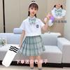 Uniforme infantil JK, novo, genuíno, escola primária, vestido de verão, uniforme escolar de 10 anos, estilo academia, conjunto completo de terno de marinheiro