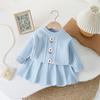 Vestido suéter infantil feminino para bebê outono e inverno novo com estampa de flor suéter pulôver vestido saia de tricô coreana comércio exterior