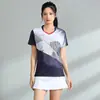 Roupa de Badminton Masculina e Feminina Casal Verão Manga Curta Secagem Rápida Respirável Vôlei Tênis Competição Tênis de Mesa