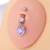 Nuevo color de uña para ombligo transfronterizo anillo para ombligo de circón acero de titanio doble cabeza en forma de corazón diamante uña para ombligo piercing corporal uña de leche