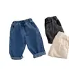 Nuevos Jeans Coreanos Versátiles de Primavera y Otoño para Niños Temporada Niños y Niñas Bebé Simples Casuales Pantalones Largos de Moda Color Sólido