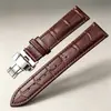 Correa de Reloj de Piel de Vaca de Primera Capa de Doble Cara de Liberación Rápida con Patrón de Bambú y Hebilla Mariposa, Disponible en Tamaños 13, 15, 17, 19, 21, 23 mm