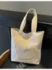 Nuevo Estilo Transfronterizo Primavera Verano 2025 Corazón Simple Moda Bolso de Lona Color Contrastante Versátil Casual para Ir al Trabajo