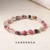 Design Original de Pulseira de Pedra Natural Irregular com Contas Assimétricas para Mulheres, Cristal de Cabelo Colorido de Nicho de Verão e Pedras Trituradas Irregulares