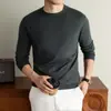 Suéter de punto para hombre con cuello redondo, mezcla de lana y seda, novedad Otoño 2026, color liso, casual, manga larga