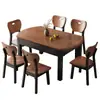 Juego de mesa de comedor extensible y sillas estilo vintage de madera de fresno para casas pequeñas, apto para configuraciones cuadradas y redondas, con plato giratorio y diseño plegable
