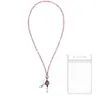 Cordón de Malla Incrustado con Diamantes, Hebilla Brillante de Fácil Extracción, Carrete Retráctil para Credencial, Cadena Colgante Antirrobo, Colgante con Portatarjeta Transparente, Listo para la Venta