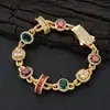 Cadena de Joyería de Piedras Preciosas de Colores Transfronteriza de Hip-Hop Europeo y Americano Pulsera de Circonita para Hombre Accesorios de Joyería de Lujo Ligero de Gama Alta Venta al por Mayor