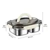 Caixa de Almoço de Aço Inoxidável 304, Grau Alimentício, Grande Capacidade, Caixa Selada para Conservar Fresco com Alça, Compartimento de Armazenamento para Geladeira, Caixa para Preparo de Alimentos