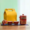 Juego de Té de Viaje Cerámica Gaiwan Juego Una Tetera Tres Tazas Tetera para Preparar Té Evento de Negocios de Empresa Recuerdo Impresión