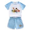 Traje de manga corta para niño y niña del equipo Wangwang, verano dulce estilo occidental, nuevo traje casual de dos piezas de shorts para niña