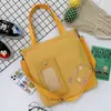 Bolsa de Lona Personalizada Nova Mochila para Estudante Universitário Mochila Casual de Lona Portátil Bolsa de Ombro Feminina Grande Capacidade Bolsa Transversal