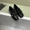 Sapatilhas Prata Francesas para Mulheres Sapatos Mary Jane Retrô 2025 Novas Sapatilhas com Laço Sapatos de Ballet para Mulheres