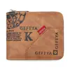 Carteira Curta Masculina Transfronteiriça com Zíper Estampado de Letras, Estilo Europeu e Americano, Múltiplos Porta-Cartões, Carteira de Moedas em PU Patchwork