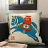 Cojín Decorativo Festivo Rojo para Sofá para el Año del Caballo, Decoración de Año Nuevo con un Toque de Lujo, Cojín de Dormitorio, Cojín para el Respaldo, Cojín Lumbar con Relleno