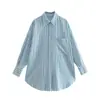 Ropa de verano para mujer estilo europeo y americano 2022 Nueva elegante camisa de lino de manga larga para ir al trabajo 8497