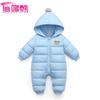 Ins Estilo Quente Exclusivo Transfronteiriço Moda Outono e Inverno Novo Macacão Rompers Quente Cor Pura com Capuz de Bola de Pelo