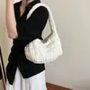 Versão Coreana Ins Tendência Moda Bolsa Quadrada Pequena Verão 2025 Nova Bolsa de Ombro Acolchoada Plissada de Algodão com Acabamento de Alto Padrão