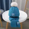 Chapéu de urso infantil para outono e inverno, chapéu de bebê quente à prova de vento, de algodão tricotado, com forro de fleece e cachecol espessado de design integrado