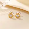 Brincos de Prata Esterlina S925 Yuebao Jewelry com Diamante Único e Rosa, Estilo Francês Gentil, Nicho, Versátil para o Dia a Dia, Brincos de Prata Exquisitos