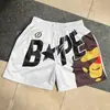 2026 Nuevo Estilo de Verano para Hombre, Shorts Deportivos de Malla Transpirables, Tendencia con Estampado de Letras, Cordón, Holgados, Casuales, para la Playa