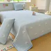 Funda de Cama Gruesa de Gasa Arrugada de Algodón Hinchable Universal para Todas las Estaciones Juego de Tres Piezas Sábana Acolchada Colchón de Dormitorio Estudiantil