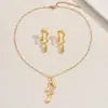 Conjunto de Collar y Pendientes para Mujer Estilo Europeo y Americano Transfronterizo, Diseño Geométrico en Forma de Corazón, Cadena con Colgante de Alta Gama, Pendientes Versátiles
