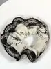 Elástico de Cabelo Scrunchie Listrado com Renda Estilo Coreano para Mulheres, Acessório de Cabelo Suave e Elegante, Elástico de Cabelo Scrunchie Estilo Coreano