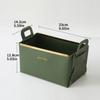 Caja de almacenamiento de escritorio de cuero, caja de cosméticos para el cuidado de la piel, caja coleccionable, cesta plegable de PU para guardar ropa, juguetes y libros.