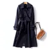 Gabardina de longitud media para mujer 2025 primavera y otoño nuevo estilo coreano talla grande petite popular estilo británico abrigo hasta la rodilla
