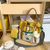 Bolsa de Tecido Lavado Grande Capacidade, Elegante e Simples, Leve, Bolsa de Armazenamento para Viagens de Curta Distância, Bolsa Transversal para o Dia a Dia e Viagens de Negócios Femininas