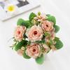 Ramo de rosas artificiales de celebridad en línea con mango, decoración para el hogar, rosa pequeña, flor artificial, decoración para sala de estar, transfronterizo, planta verde, flor artificial