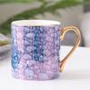 Taza de Cerámica Dorada Estilo Europeo para Café y Té, Cerámica Pintada a Mano para Pareja de Oficina, Regalo Sencillo para el Té de la Tarde