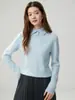 Suéter de Caxemira com Gola Outono/Inverno 2026 Novo para Mulheres com Fechamento de Botão Malha Casual Solta Emagrecedora Camada Base