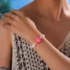 Verano Nuevo Estilo de Vacaciones Transfronterizo Pulsera de Plumeria Tortuga Retro Turquesa Flor de Cerámica Suave Pulsera de Cuerda Retorcida