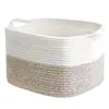 Cesta de Almacenamiento Tejida con Hilo de Algodón Plegable Organizador de Bocadillos de Tela para Escritorio Cesta de Almacenamiento Cesta para Ropa Sucia Cubo de Almacenamiento para Juguetes Infantiles