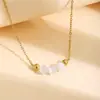 Moda europeia e americana transfronteiriça novo colar com contas de pedra olho de gato 8MM em aço inoxidável dourado e prateado joias femininas atacado