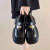 Sapatos de Couro com Solado Grosso Estilo Britânico Preto para Mulheres 2026 Primavera Novo Estilo Coreano Casuais Versáteis Retrô Sapatos Mary Jane