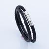 Pulsera tejida vintage para hombre de comercio exterior europeo y americano, pulsera de cuero de moda sencilla, pulsera tejida con hebilla de acero inoxidable