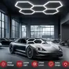 Lámpara Colgante con Soporte Integrado LED Panal Hexagonal Luz para Lavado de Autos Luz de 5 Agujeros para Wrap de Autos Belleza Iluminación de Estación de Trabajo en Garaje
