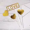 Decoración de pastel de hornear tarjeta inserción estrella tridimensional estrella de cinco puntas negro oro bronceado HB feliz cumpleaños amor enchufe