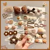 Cor de café Maillard outono e inverno pelúcia infantil pequeno grampo de cabelo lateral grampo lateral acessório de cabelo para cabelo quebrado de menina grampo bb grampo de cabelo