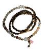 Serie de Colores Maillard Pulsera de Tres Capas con Múltiples Círculos de Ojo de Tigre Natural y Cristal Blanco Estilo Retro Chino Nuevo para Mujer